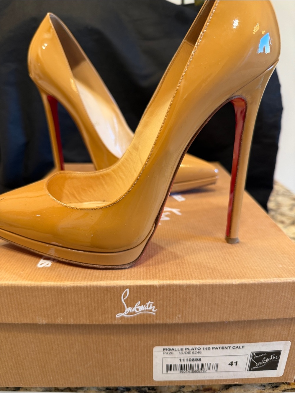 Christian Louboutin Patent Nude-Tan Pigalle 140mm Stiletto Heels